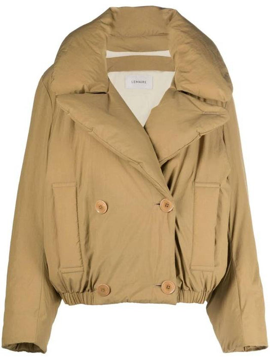 Double-Breasted Puffer Jacket Ochre Khaki - LEMAIRE - BALAAN 1