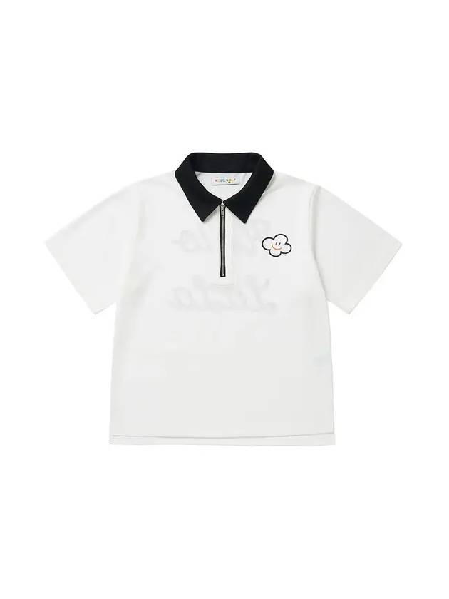 Hello LaLa Zip-Up Polo Shirt Black White - LALA SMILE - BALAAN 7