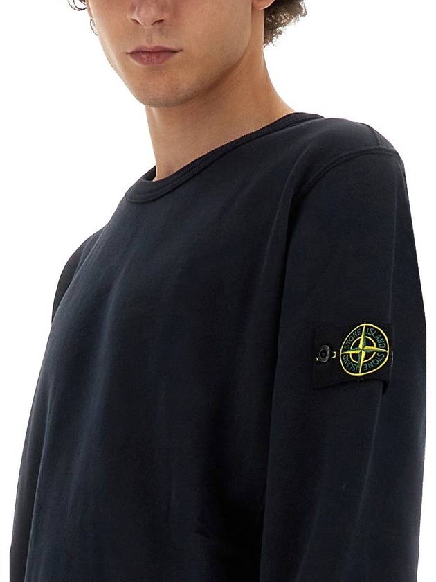 Wappen Patch Crew Neck Cotton Sweatshirt Navy - STONE ISLAND - BALAAN 6