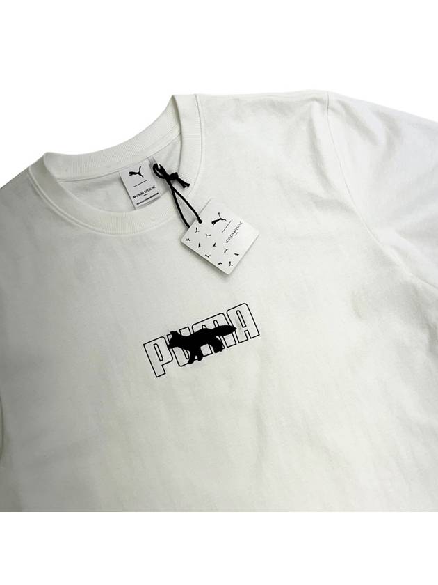 Embroidered Logo Print Short Sleeve T-Shirt White - MAISON KITSUNE - BALAAN 3