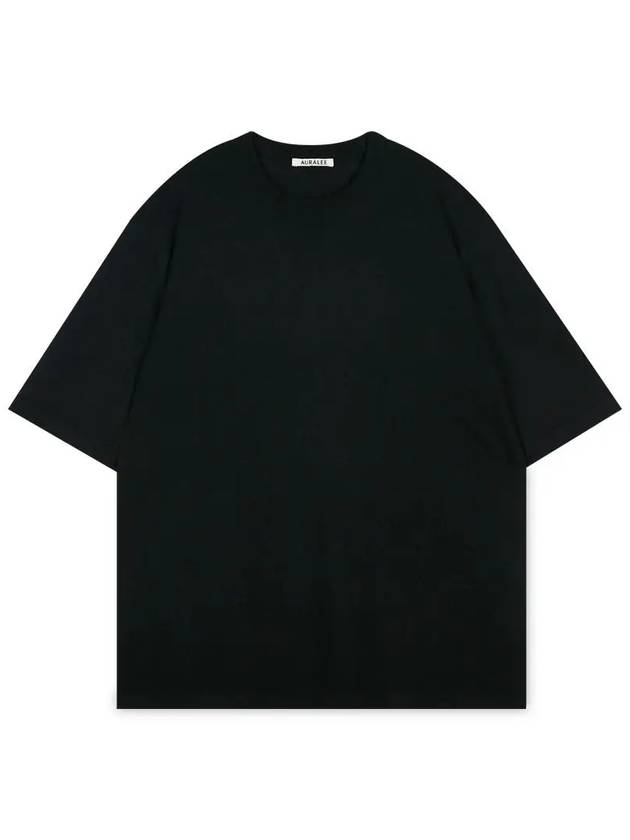 Men's Twist Black Knit Short Sleeve Tee A23ST02CT BLACK - AURALEE - BALAAN 1