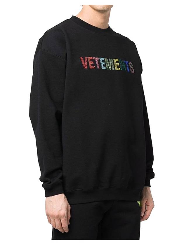 Crystal Logo Crew Neck Sweatshirt Black - VETEMENTS - BALAAN 3