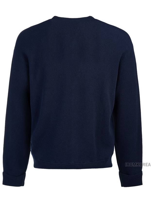 Relaxed Fit Button Wool Cardigan Night Blue - LACOSTE - BALAAN 4