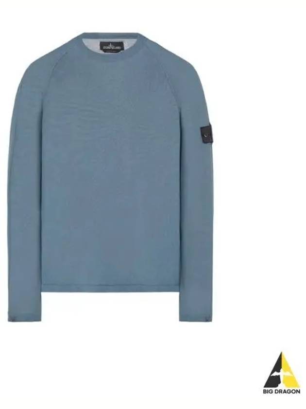 Wappen Patch Crew Neck Knit Top Blue - STONE ISLAND - BALAAN 2