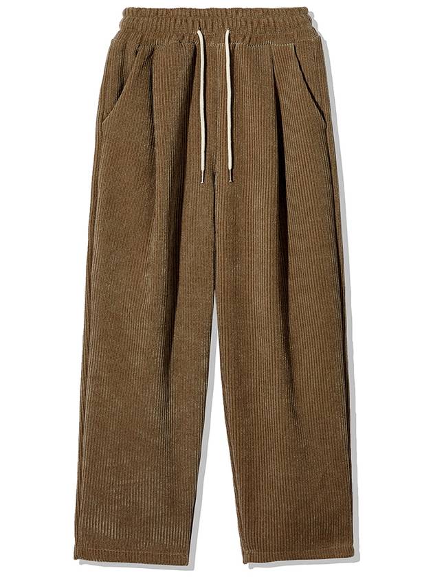 Wide one tuck common corduroy banding pants BROWN - WEST GRAND BOULEVARD - BALAAN 2