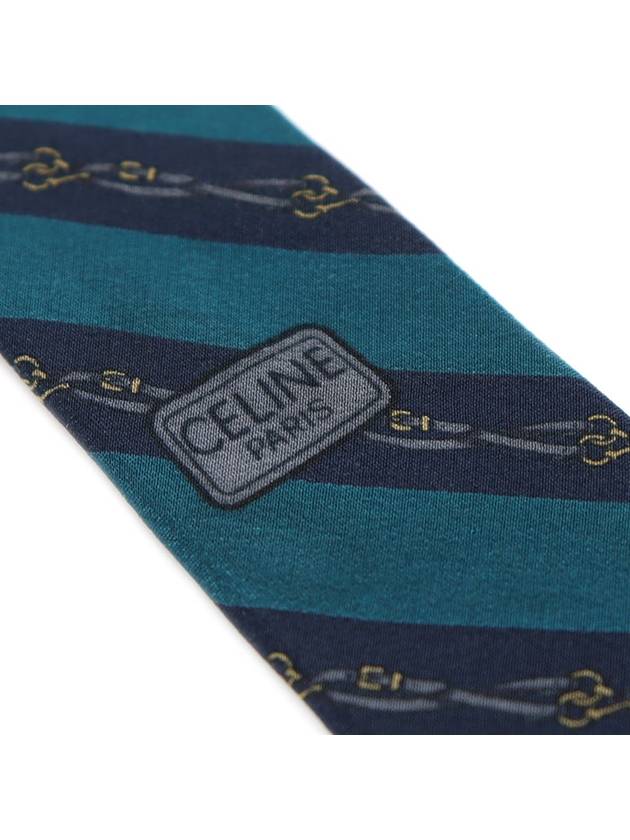 100 silk green navy striped pattern tie - CELINE - BALAAN 6