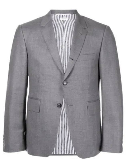 Super 120S Wool Twill Single Breasted Classic Jacket Grey - THOM BROWNE - BALAAN 2