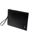 Tiny Cassandre Shiny Leather Zip Tablet Clutch Bag Black - SAINT LAURENT - BALAAN 3