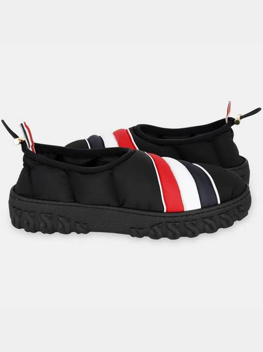 poly twill cable knit sole warm-up slip-ons black - THOM BROWNE - BALAAN.