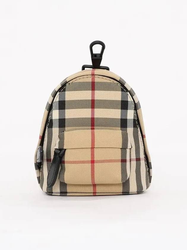 Jett Check Mini Canvas Backpack Charm Key Holder Beige - BURBERRY - BALAAN 2