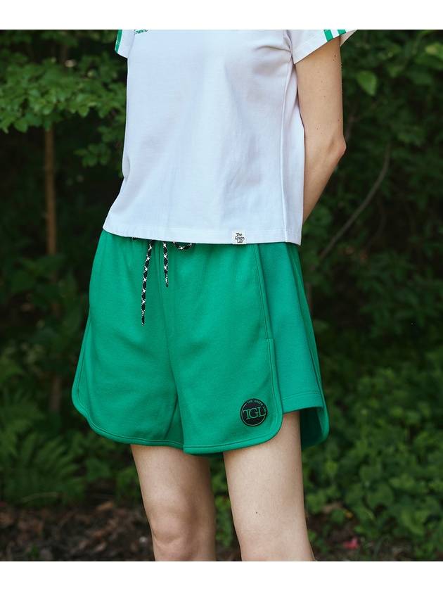 Women's Recycled Sweat Shorts Green - THE GREEN LAB - BALAAN 4