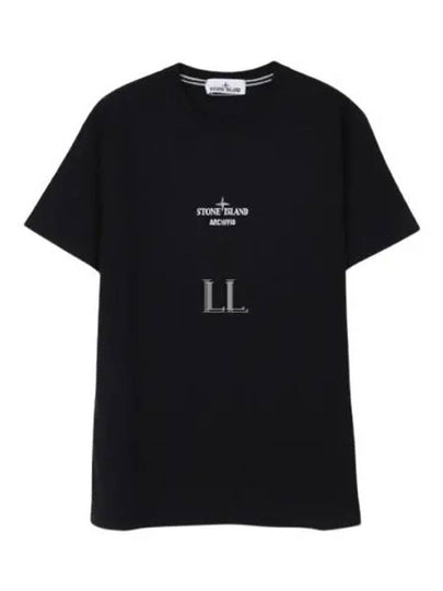 Archivio Project Lino Watro Cotton Jersey Short Sleeve T-Shirt Black - STONE ISLAND - BALAAN 2