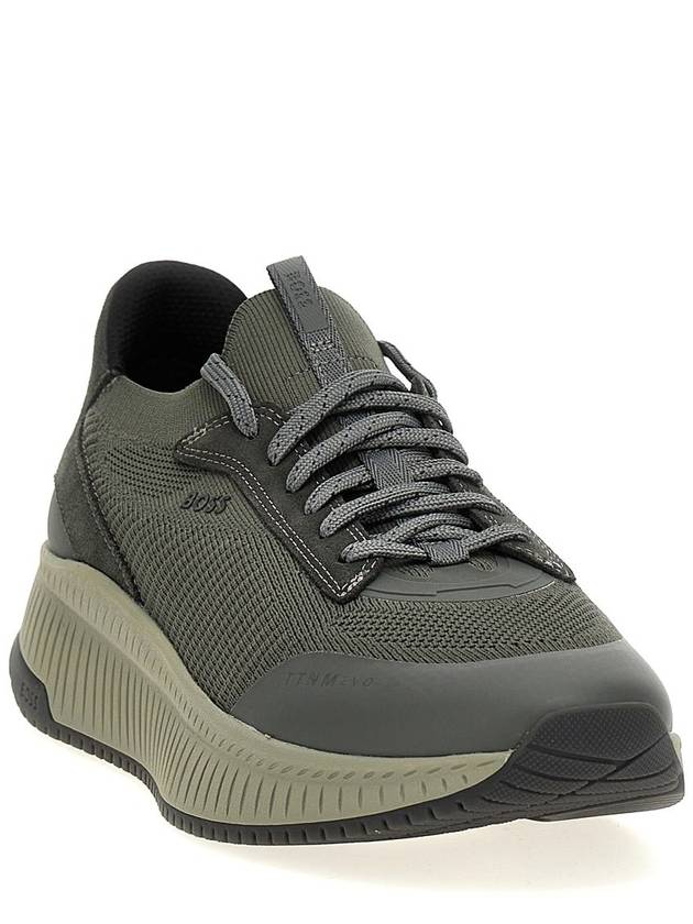 TTNM Evo Trainer Knit Upper Low Top Sneakers Dark Green - HUGO BOSS - BALAAN 3