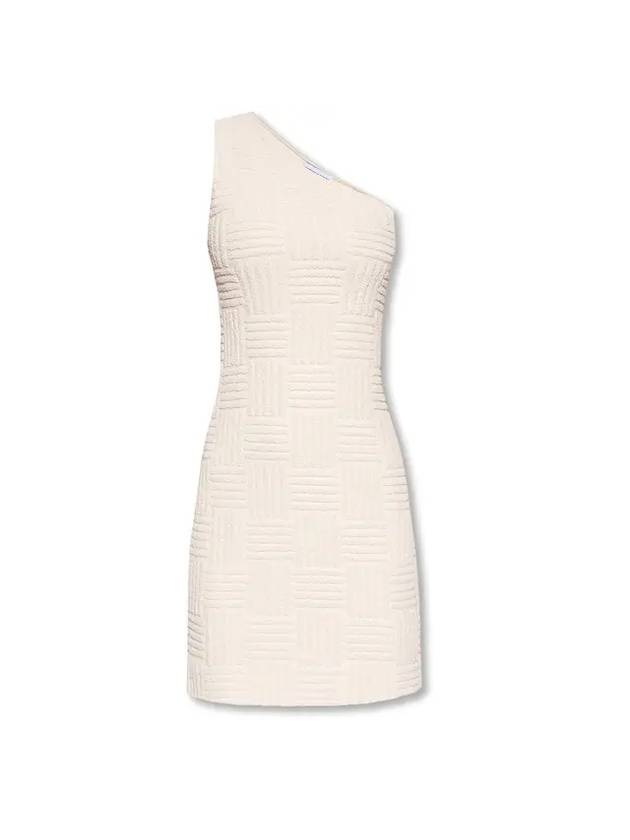 Jacquard One Shoulder Midi Dress Ivory - BOTTEGA VENETA - BALAAN 1