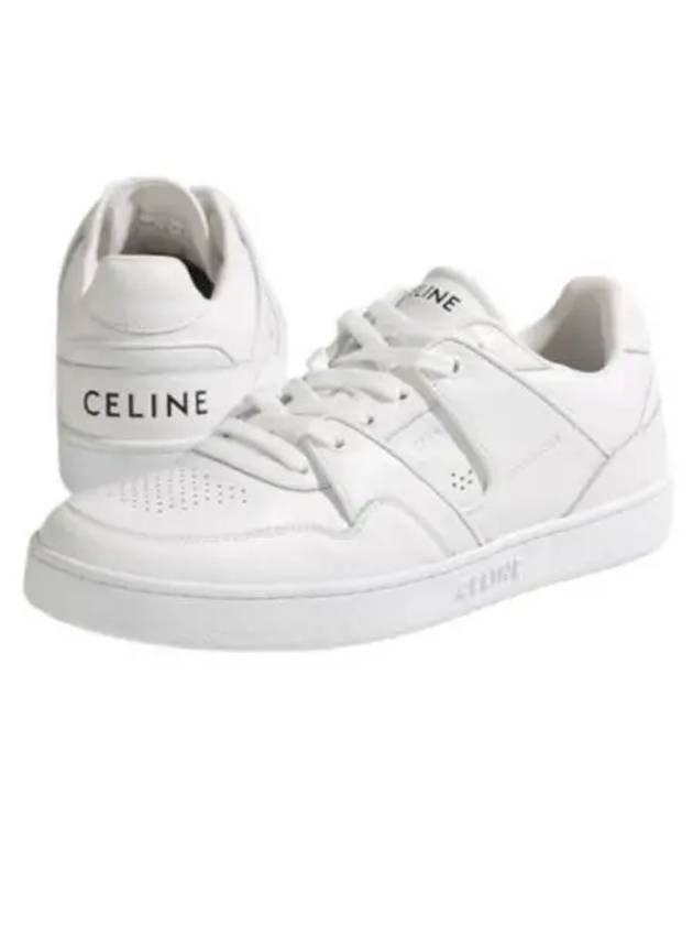 Men's Lace Up Calfskin Low-Top Sneakers Optic White - CELINE - BALAAN 2