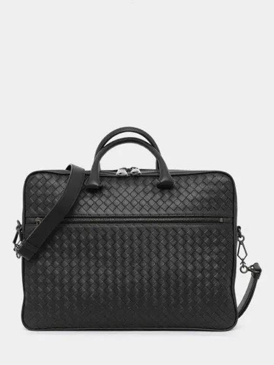 Intrecciato Calfskin Business Briefcases Black - BOTTEGA VENETA - BALAAN 2