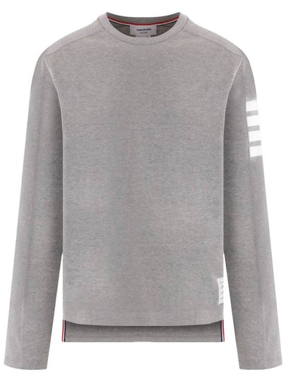 4-Bar Striped Cotton Long Sleeve T-Shirt Light Grey - THOM BROWNE - BALAAN 2