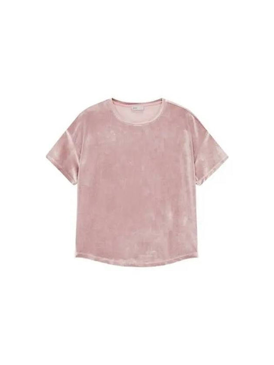 Women s Soft Chenille Crewneck T Shirt Indian Pink 271262 - HERNO - BALAAN 1