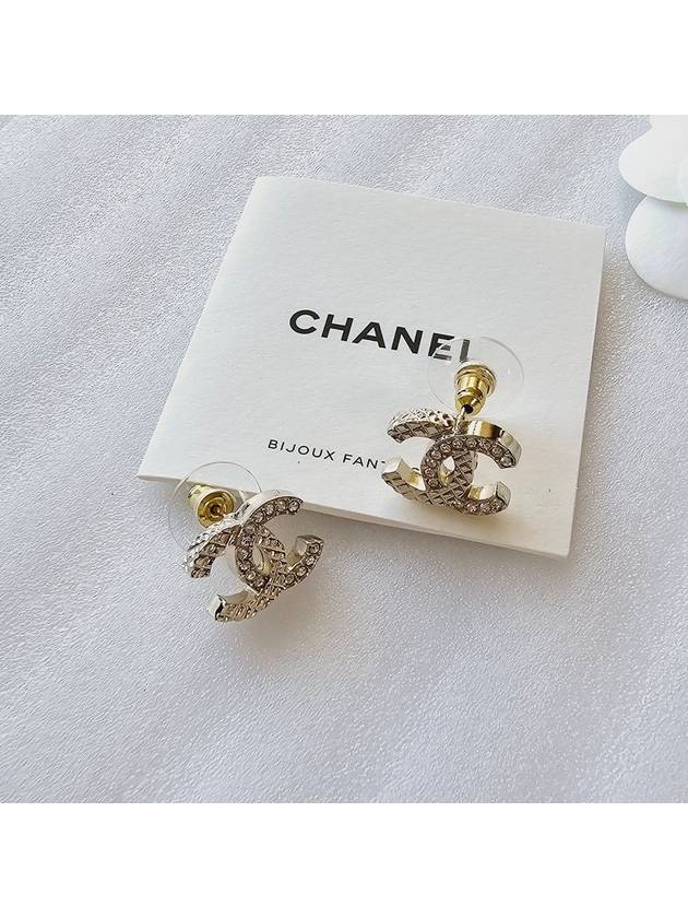 CC logo quilted earrings crystal gold ABB974 - CHANEL - BALAAN 5