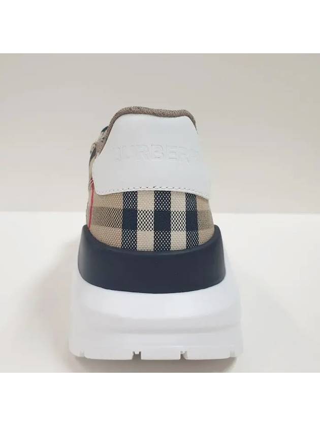 Vintage Check And Leather Sneakers White Archive Beige - BURBERRY - BALAAN 6