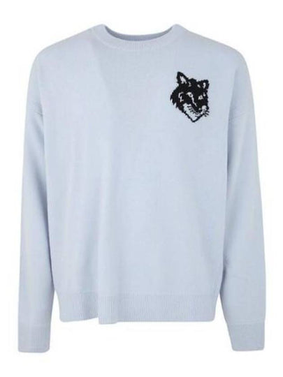 Intarsia Fox Head Comfort Knit Top Sky Blue - MAISON KITSUNE - BALAAN 2