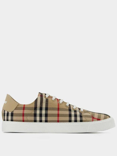 Vintage Check and Leather Sneakers Archive Beige - BURBERRY - BALAAN 2