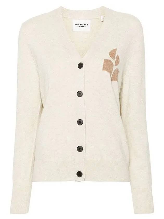 Karin logo V neck cardigan light camel CA0008FA A1X05E LYCM - ISABEL MARANT - BALAAN 1