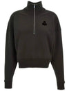 Ross Stand-Up Collar Short Cotton Sweatshirt Faded Black - ISABEL MARANT - BALAAN 3