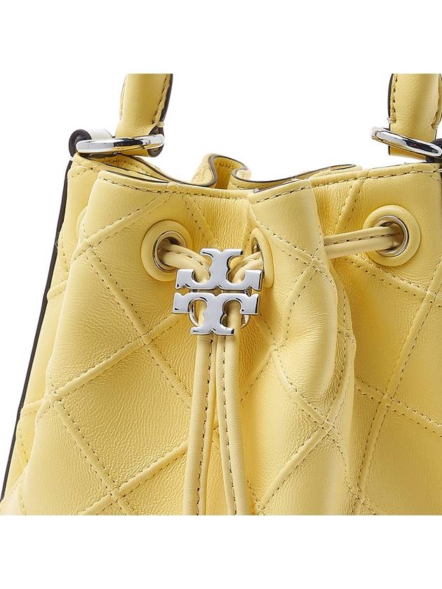 Small Fleming Soft Patent Border Bucket Bag Yellow - TORY BURCH - BALAAN.