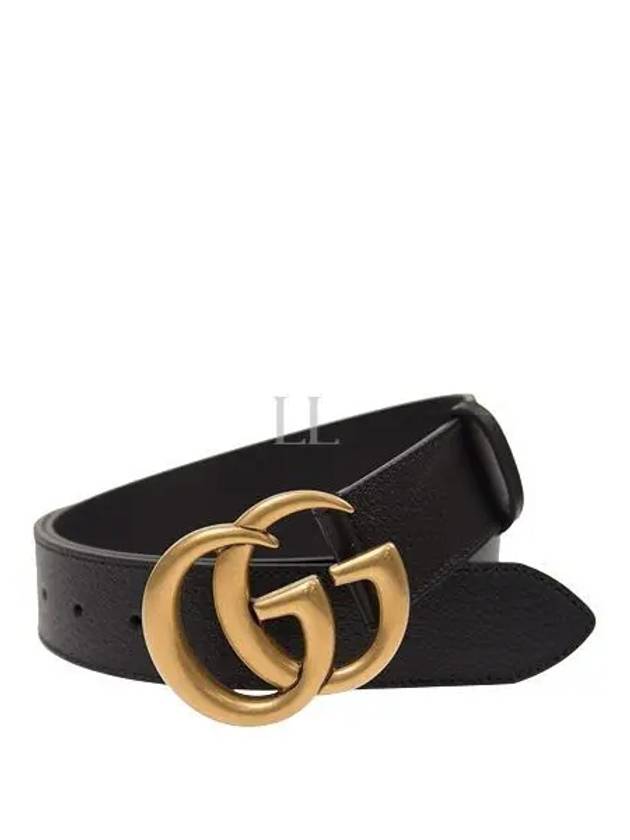 GG Marmont Double G Buckle Wide Leather Belt Black - GUCCI - BALAAN 2