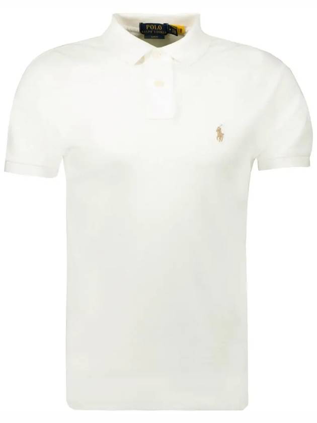 Embroidered Pony Logo Brown Polo Shirt White - POLO RALPH LAUREN - BALAAN 3