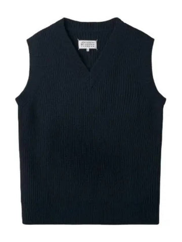 Gillette V neck knit vest dark blue - MAISON MARGIELA - BALAAN 1