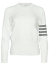 Milano Stitch Crewneck 4-Bar Cotton Crepe Knit Top White - THOM BROWNE - BALAAN 9