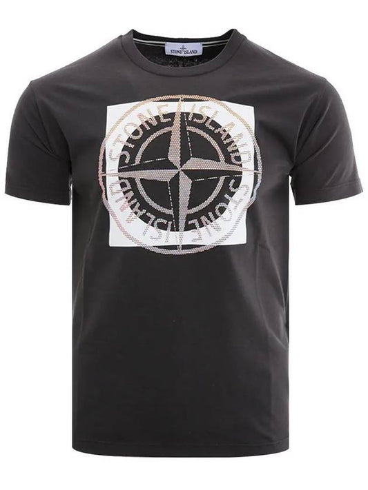 Compass Logo Print Short Sleeve T-Shirt Charcoal - STONE ISLAND - BALAAN.