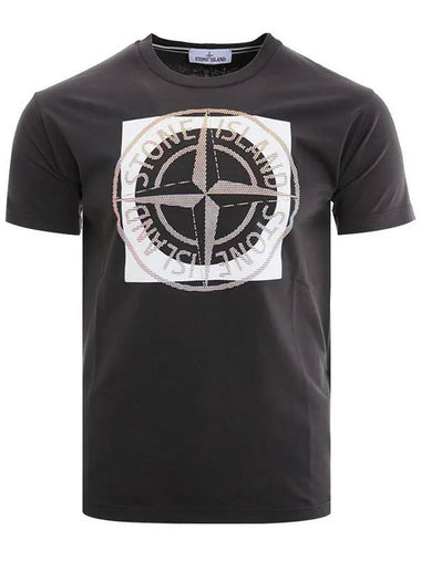 Compass Logo Printing Short Sleeve T-Shirt Charcoal - STONE ISLAND - BALAAN 1