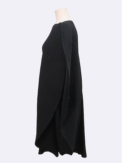 Pleated please black color 100 polyester women s short sleeve dress - ISSEY MIYAKE - BALAAN 2