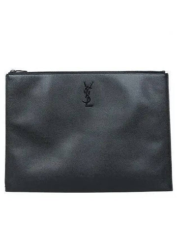 534680 YSL black logo caviar clutch bag - SAINT LAURENT - BALAAN 1