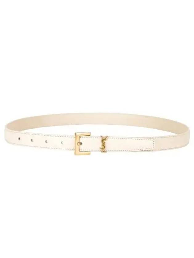 Monogram Square Leather Belt White - SAINT LAURENT - BALAAN 2