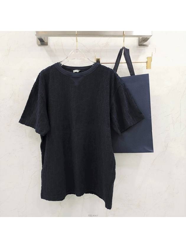 Lux You L Oblique Navy Terry Cotton Short Sleeve T Shirt 113J692A0614 - DIOR - BALAAN 7