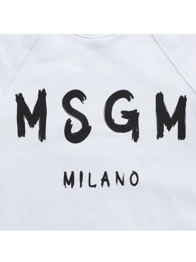 Women's Brushed Logo Crew Neck Sweatshirt White - MSGM - BALAAN 4