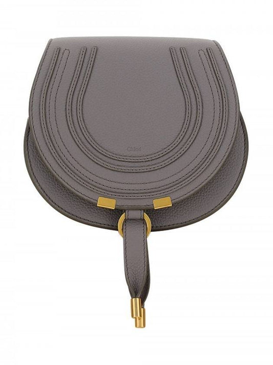 Marcie Saddle Small Grained Leather Cross Bag Grey - CHLOE - BALAAN 1