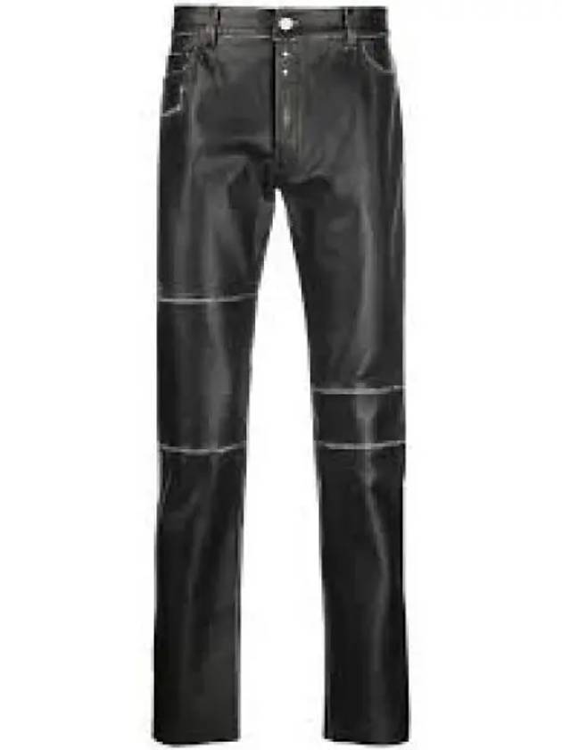 Panel Knee Leather Trouser Straight Pants Black - MAISON MARGIELA - BALAAN 2