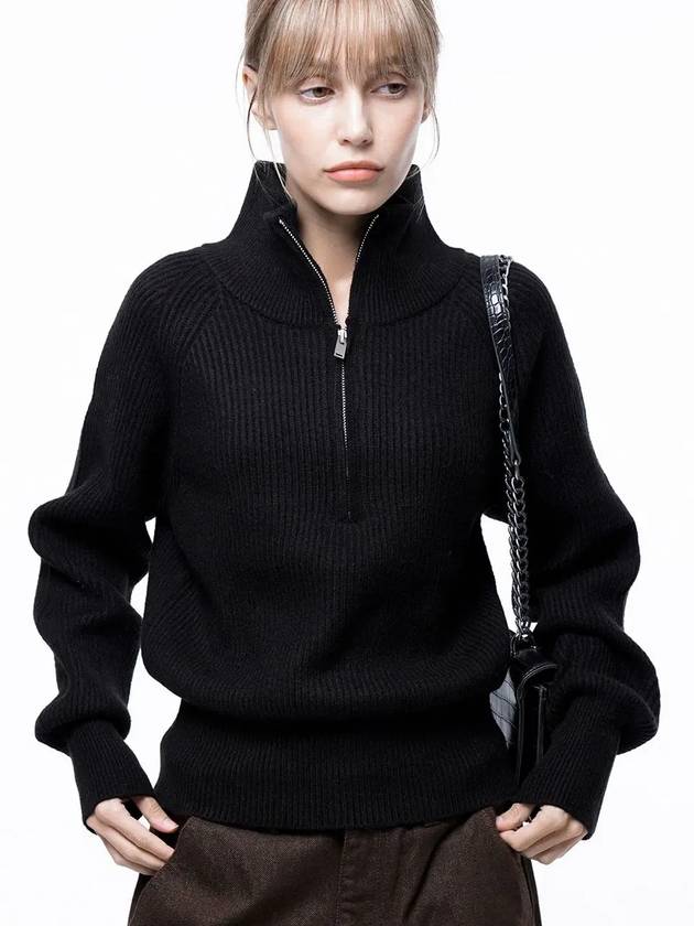 Four Woman Women s Soft Cable Half Zip up Knit Black W243TP01BK - CHANCE'S NOI - BALAAN 1