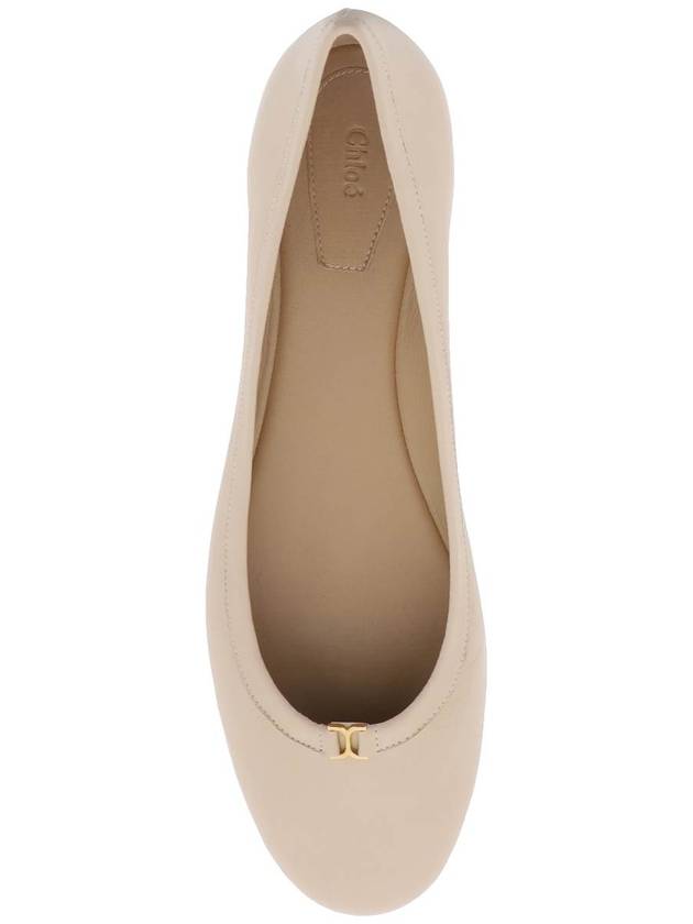 Marcie Leather Ballerina Flats Beige - CHLOE - BALAAN 3