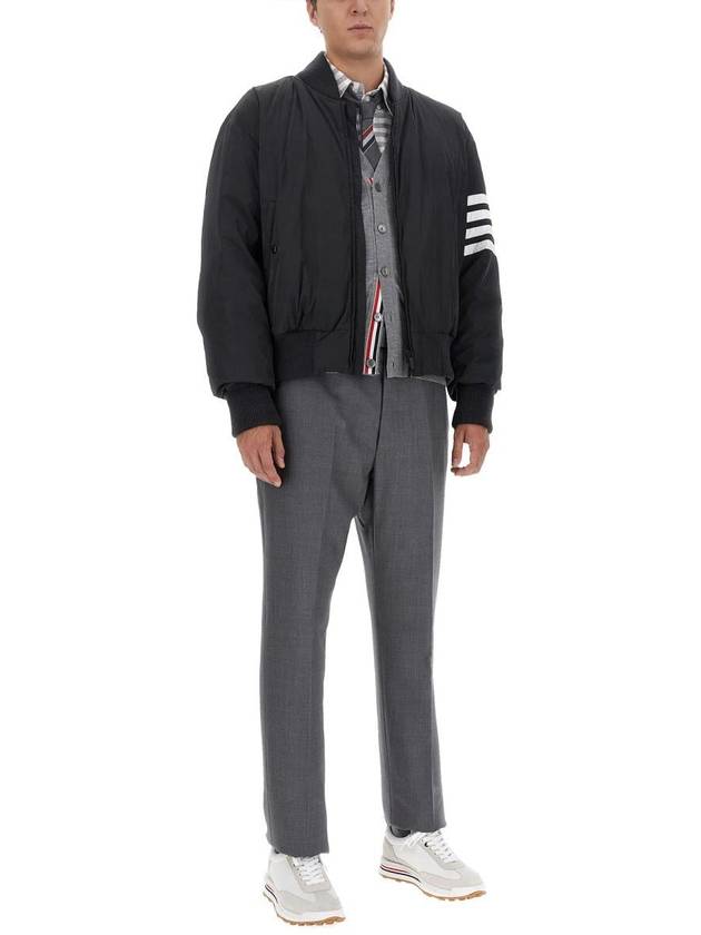 Men's Sustainable Classic Diagonal Wool Cardigan Pale Grey - THOM BROWNE - BALAAN 3