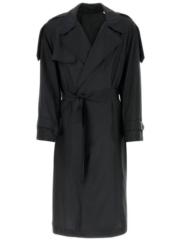 Silk Long Trench Coat Black - BURBERRY - BALAAN 2