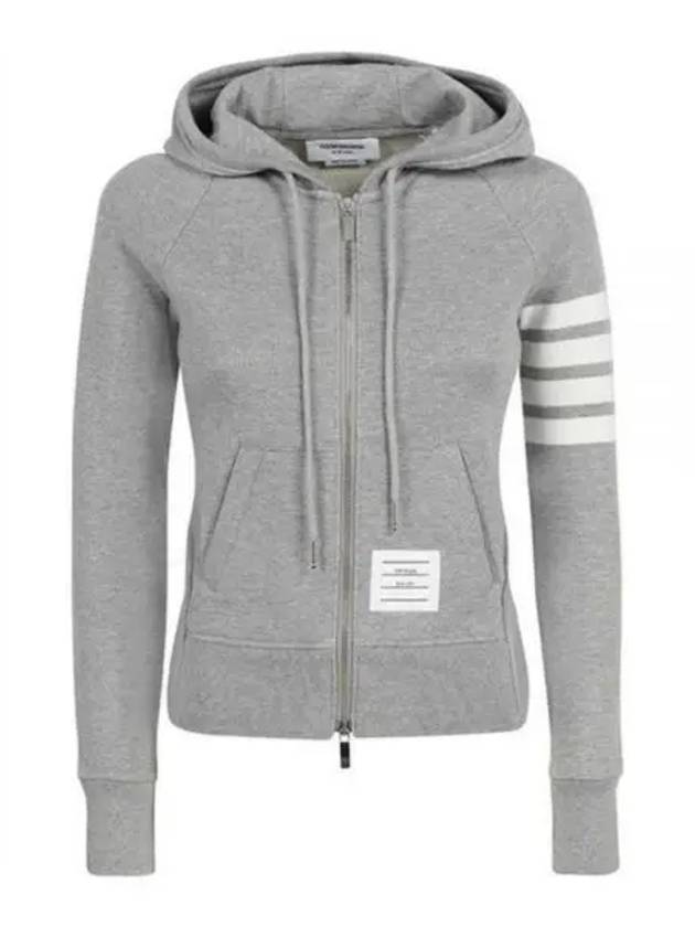 Engineered 4-Bar Stripe Loopback Jersey Knit Zip Up Hoodie Light Grey - THOM BROWNE - BALAAN 2