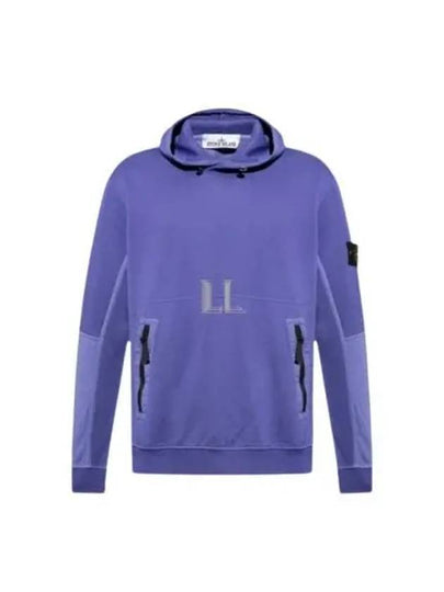 Regular Fit Mercerized Cotton Fleece Cotton Hoodie Purple - STONE ISLAND - BALAAN 2