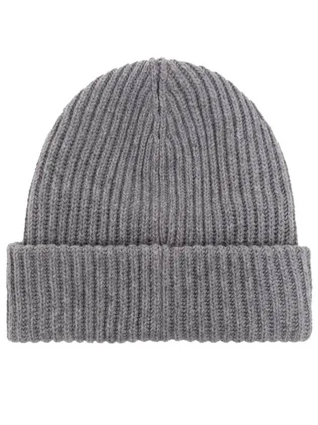 Logo Patch Knit Beanie Grey - GANNI - BALAAN 3