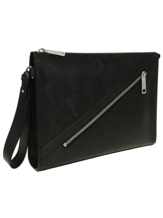 Shadow Stripe FF Motif Strap Flat Clutch Bag Black - FENDI - BALAAN 3